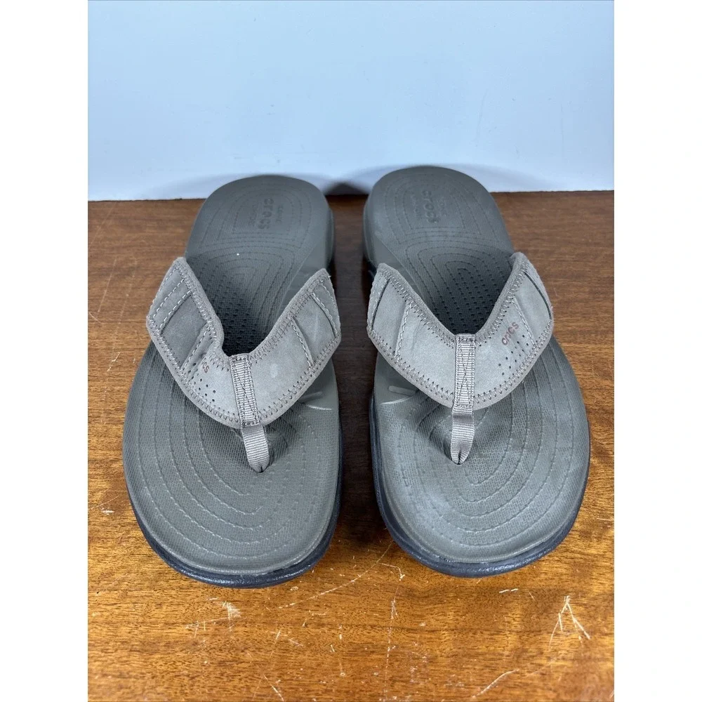 Crocs Swiftwater Flip Flops Mens 12 Sandal Graphite Ultramarine 202547 Brown